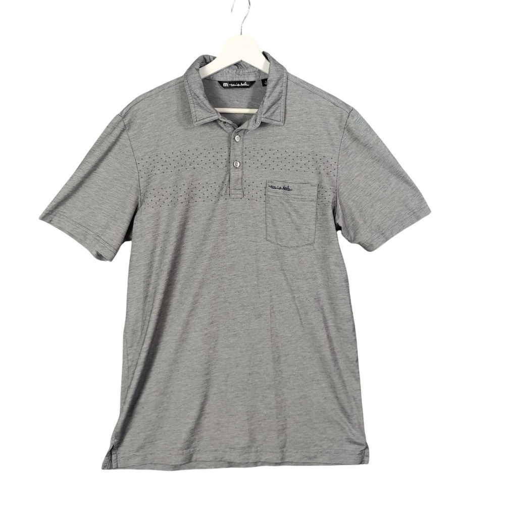Travis Mathew Heather Gray Perforated Chest Pocket Polo